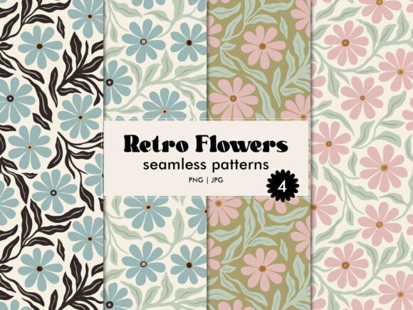 Download Retro Flowers Seamless Pattern Set - Premium Resources