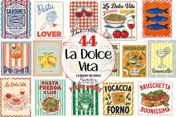 Download La Dolce Vita Italian Food Retro PNG - Premium Bundle