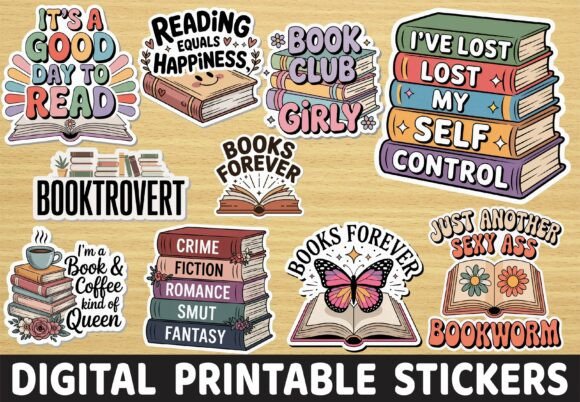 Download Retro Reading Book Lover Quote Stickers - Retro Collection